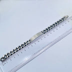 Gun Metal Brush Finish 316L Stainless Steel Customized Personalised Laser Engraved Id Curb Chain Bracelet For Men