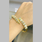 Gothic Nail Baguette CZ 18K Gold Openable Kada Bracelet Bulk