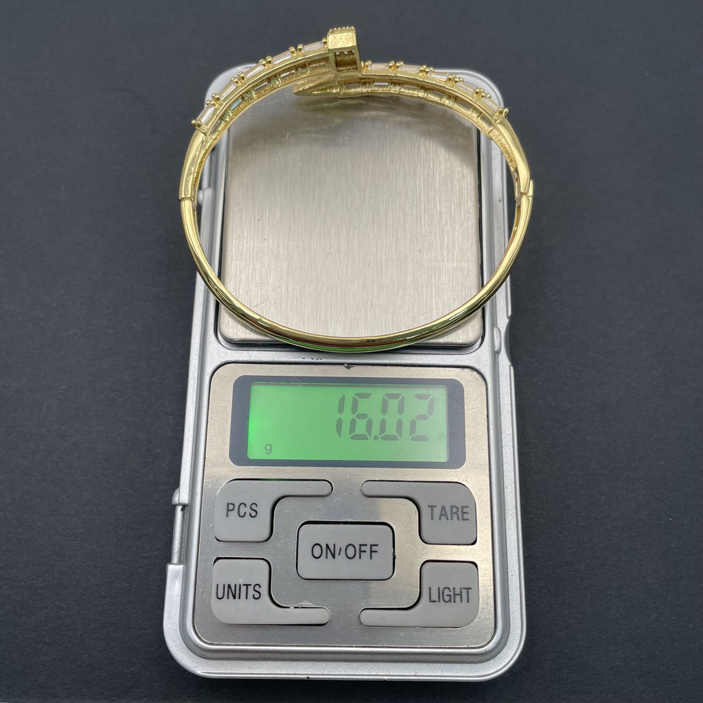 Gothic Nail Baguette CZ 18K Gold Openable Kada Bracelet Bulk
