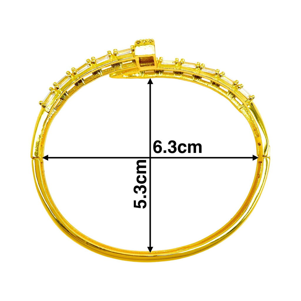 Gothic Nail Baguette CZ 18K Gold Openable Kada Bracelet Bulk