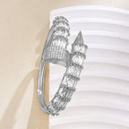Gothic Nail Baguette CZ 18K Gold Openable Kada Bracelet Bulk