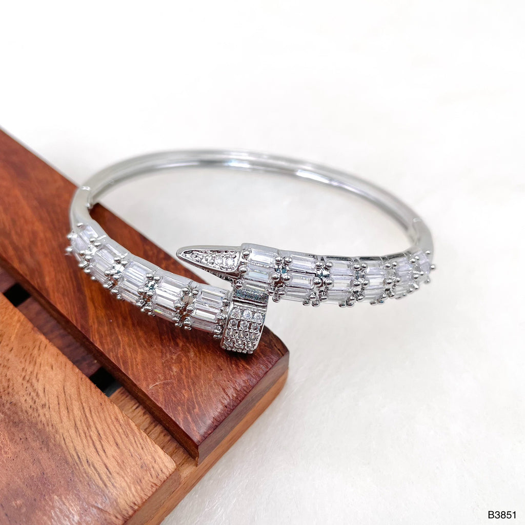 Gothic Nail Baguette CZ 18K Gold Openable Kada Bracelet Bulk