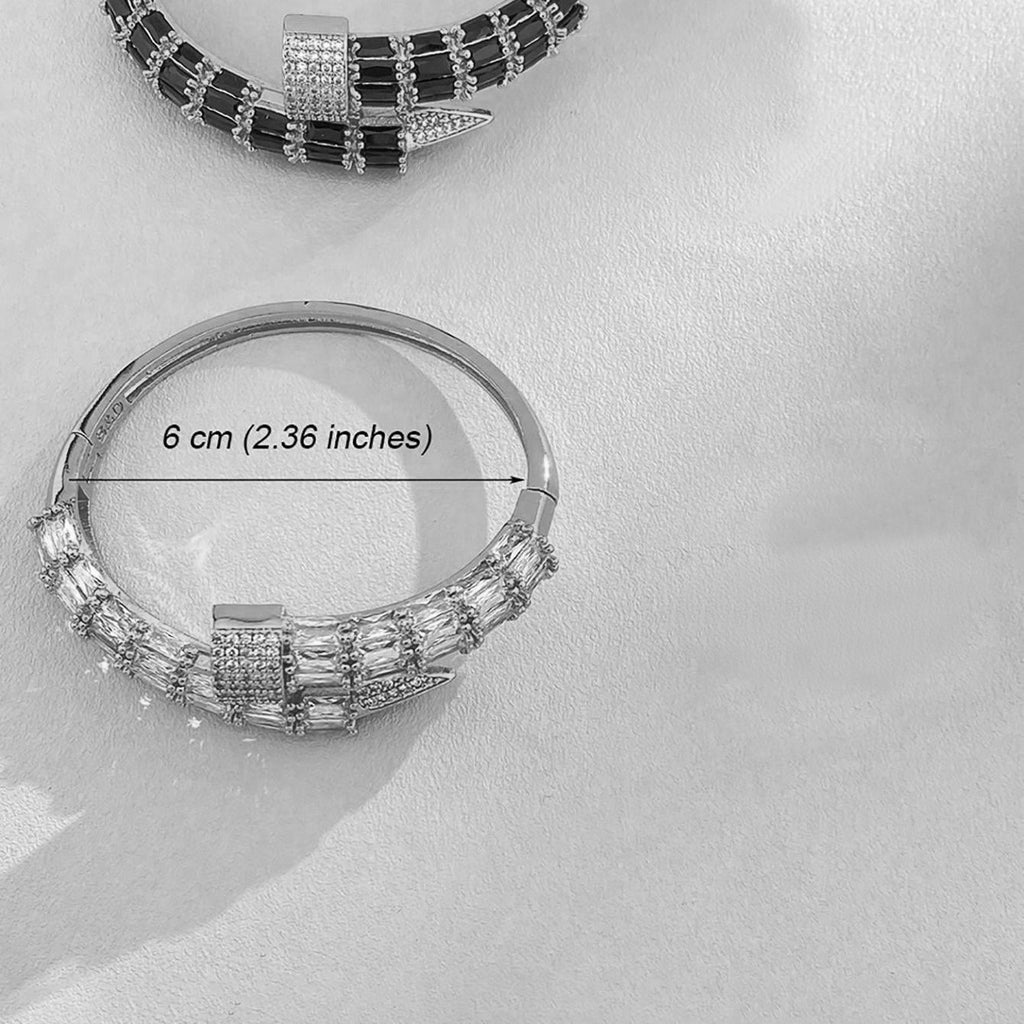 Gothic Nail Baguette CZ 18K Gold Openable Kada Bracelet Bulk