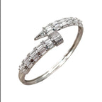 Gothic Nail Baguette CZ 18K Gold Openable Kada Bracelet Bulk