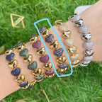 Heart Love Turquoise Blue Pink Glossy Gold Anti Tarnish Bracelet Bulk