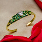 Heart Love CZ 18K Gold Anti Tarnish Cuff Kada Bracelet Bulk