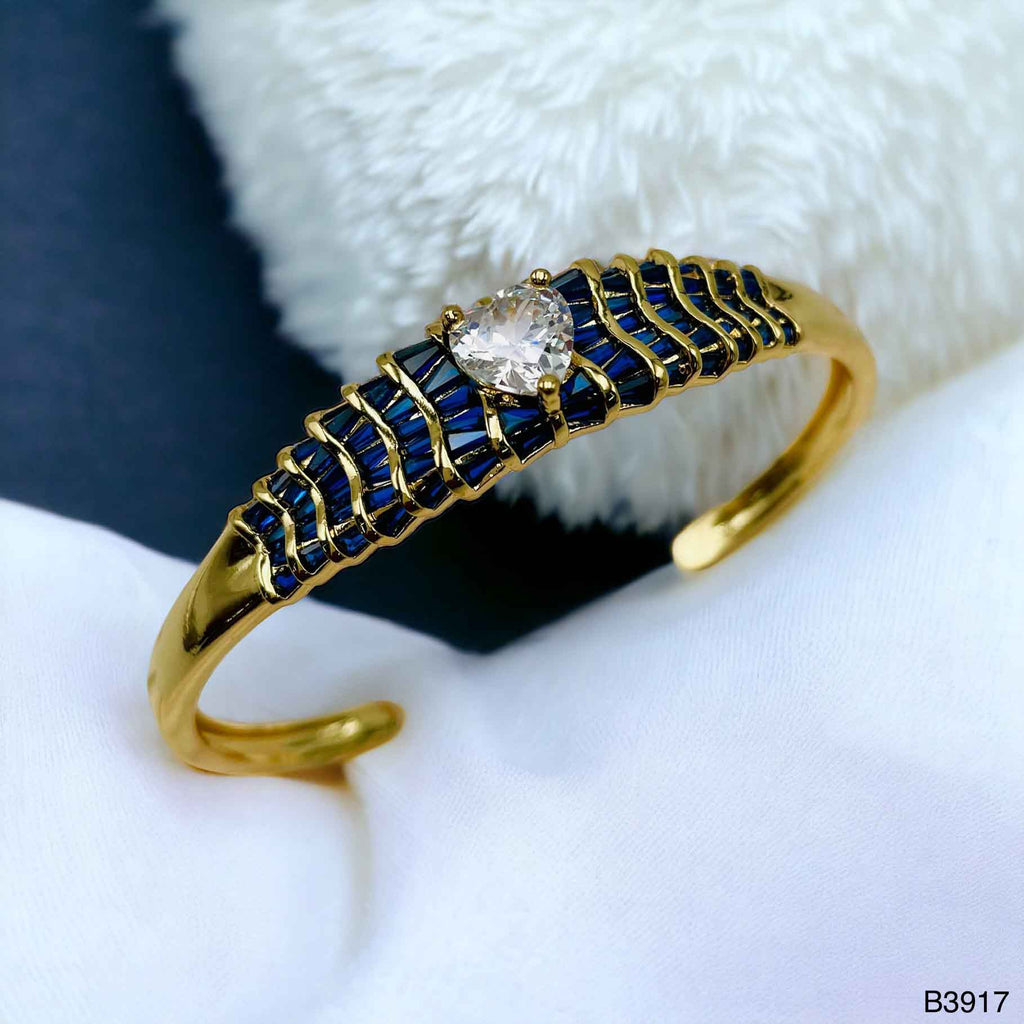 Heart Love CZ 18K Gold Anti Tarnish Cuff Kada Bracelet Bulk