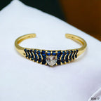 Heart Love CZ 18K Gold Anti Tarnish Cuff Kada Bracelet Bulk