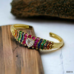 Heart Love CZ 18K Gold Anti Tarnish Cuff Kada Bracelet Bulk