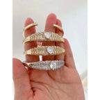 Heart Love CZ 18K Gold Anti Tarnish Cuff Kada Bracelet Bulk