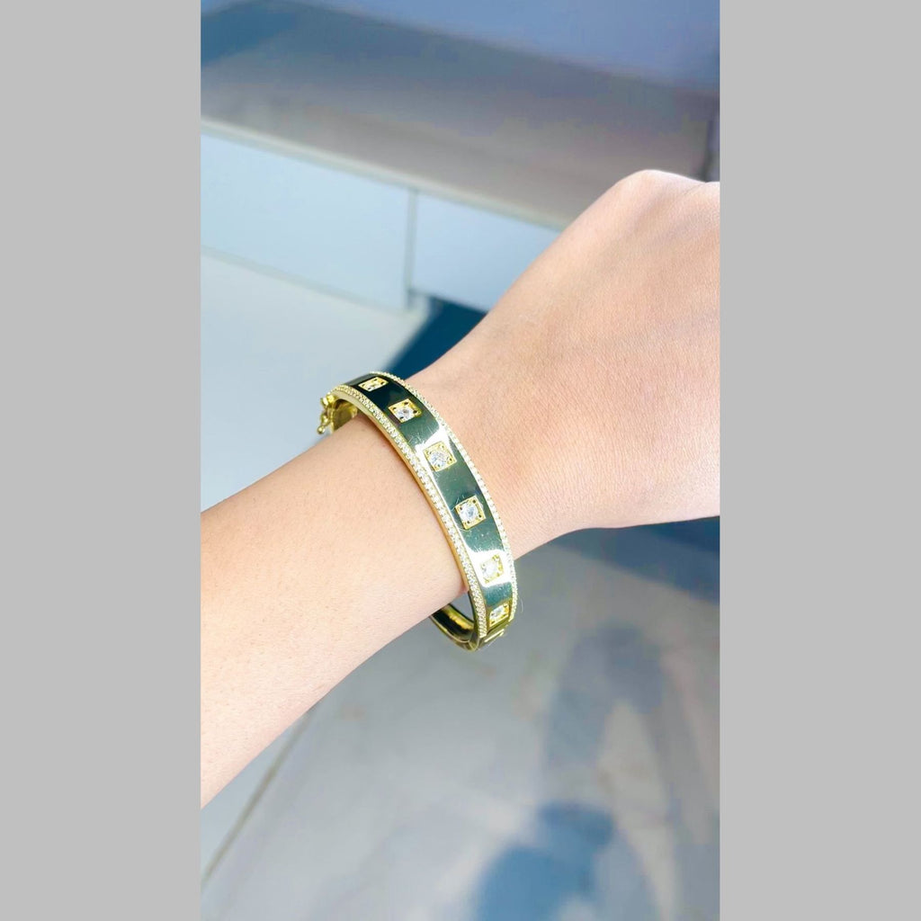 Dual Layer Wave CZ 18K Gold Anti Tarnish Kada Cuff Bangle Bulk