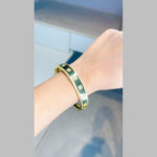 Dual Layer Wave CZ 18K Gold Anti Tarnish Kada Cuff Bangle Bulk