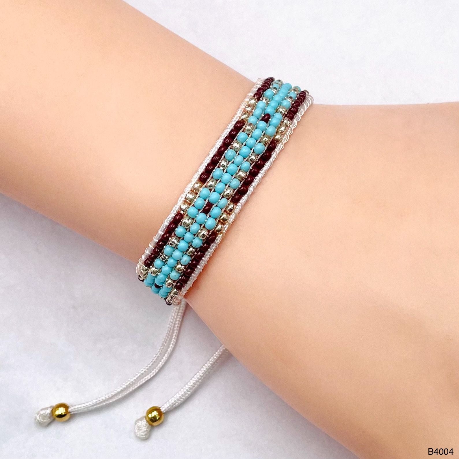 Boho Beads Turquoise Green Brown Anti Tarnish Friendship Bracelet Bulk Secondary image