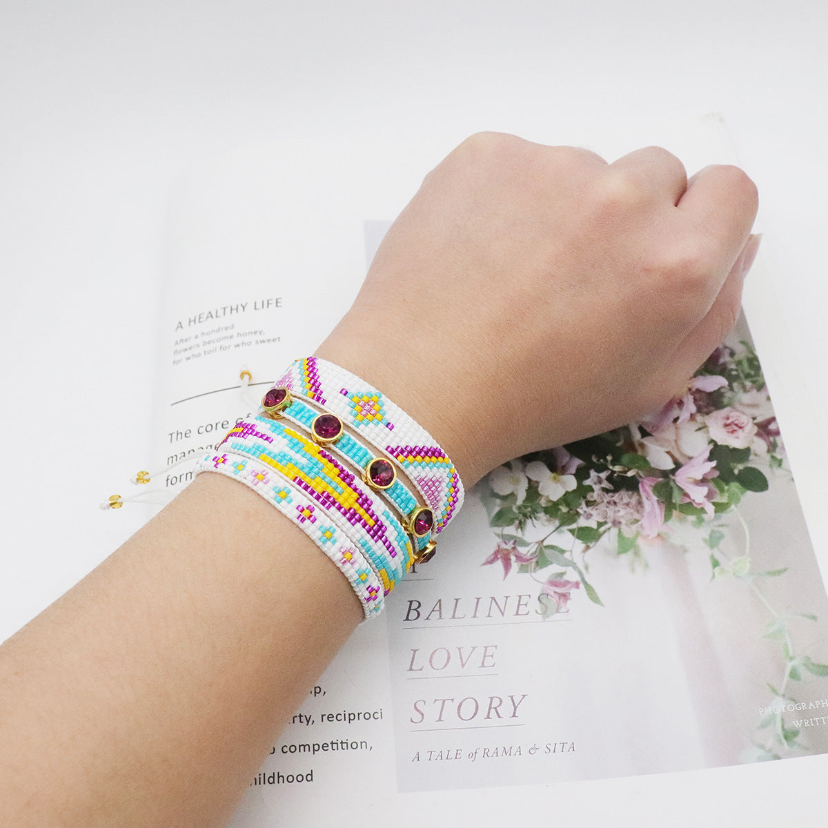 Arrow Pink Yellow Blue White Handcrafted Beads Adjustable Bracelet for Women Secondary image