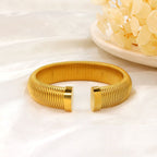 Cobra Snake 18K Gold Anti Tarnish Stainless Steel Open Cuff Kada Bracelet for Women