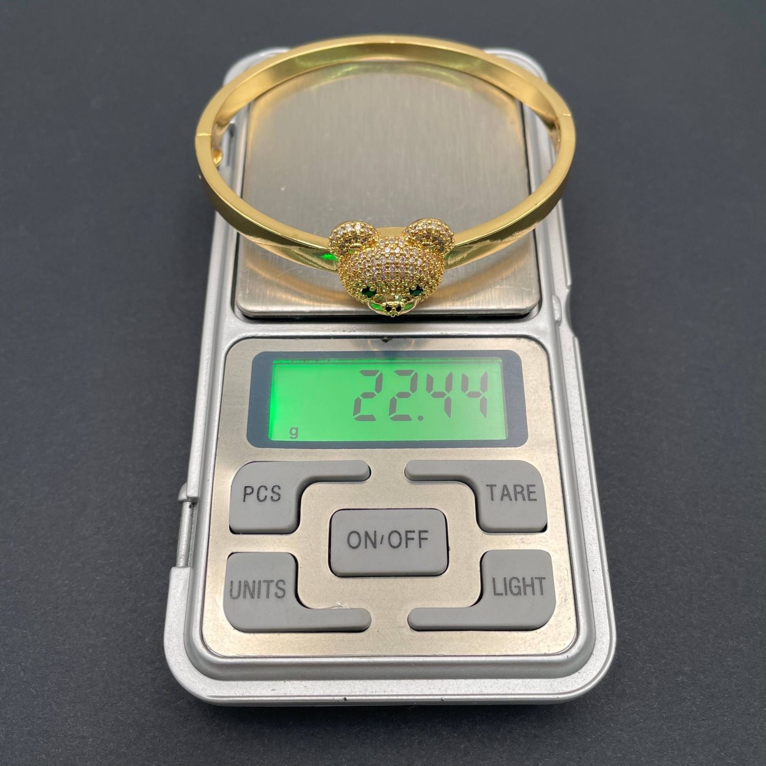 Teddy Bear CZ Copper 18K Gold Kada Anti Tarnish Bracelet Bulk