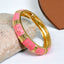 Traditional Enamel Pink 18K Gold Anti Tarnish Openable Kada Women Bulk