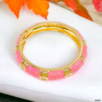Traditional Enamel Pink 18K Gold Anti Tarnish Openable Kada Women Bulk