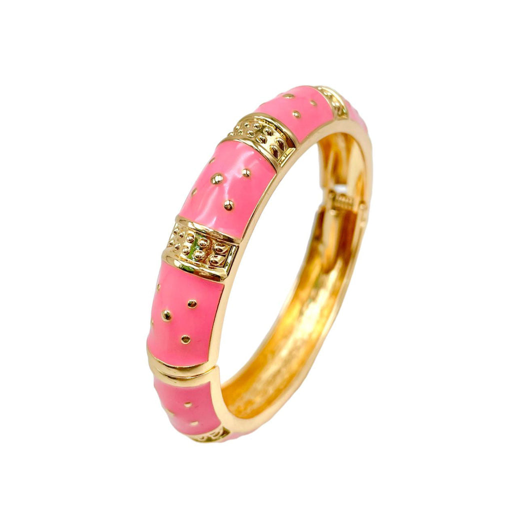 Traditional Enamel Pink 18K Gold Anti Tarnish Openable Kada Women Bulk
