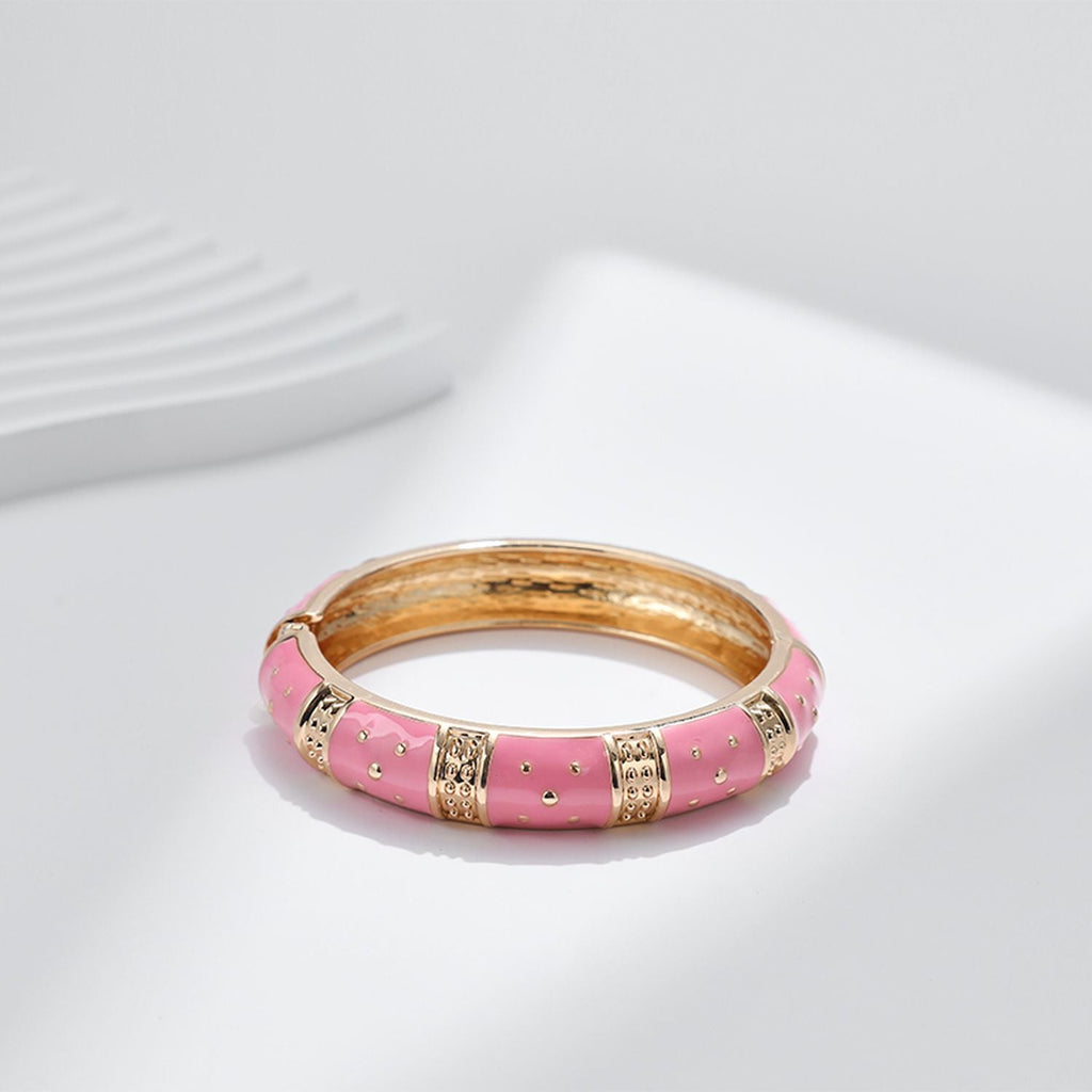 Traditional Enamel Pink 18K Gold Anti Tarnish Openable Kada Women Bulk