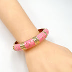 Traditional Enamel Pink 18K Gold Anti Tarnish Openable Kada Women Bulk