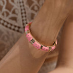 Traditional Enamel Pink 18K Gold Anti Tarnish Openable Kada Women Bulk