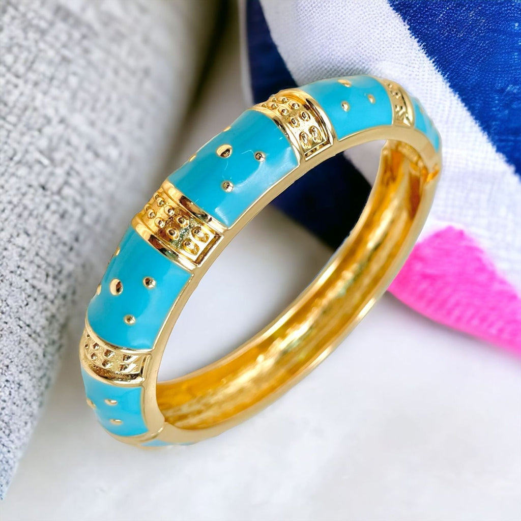Traditional Enamel Pink 18K Gold Anti Tarnish Openable Kada Women Bulk