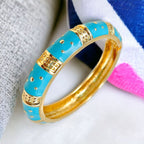 Traditional Enamel Pink 18K Gold Anti Tarnish Openable Kada Women Bulk