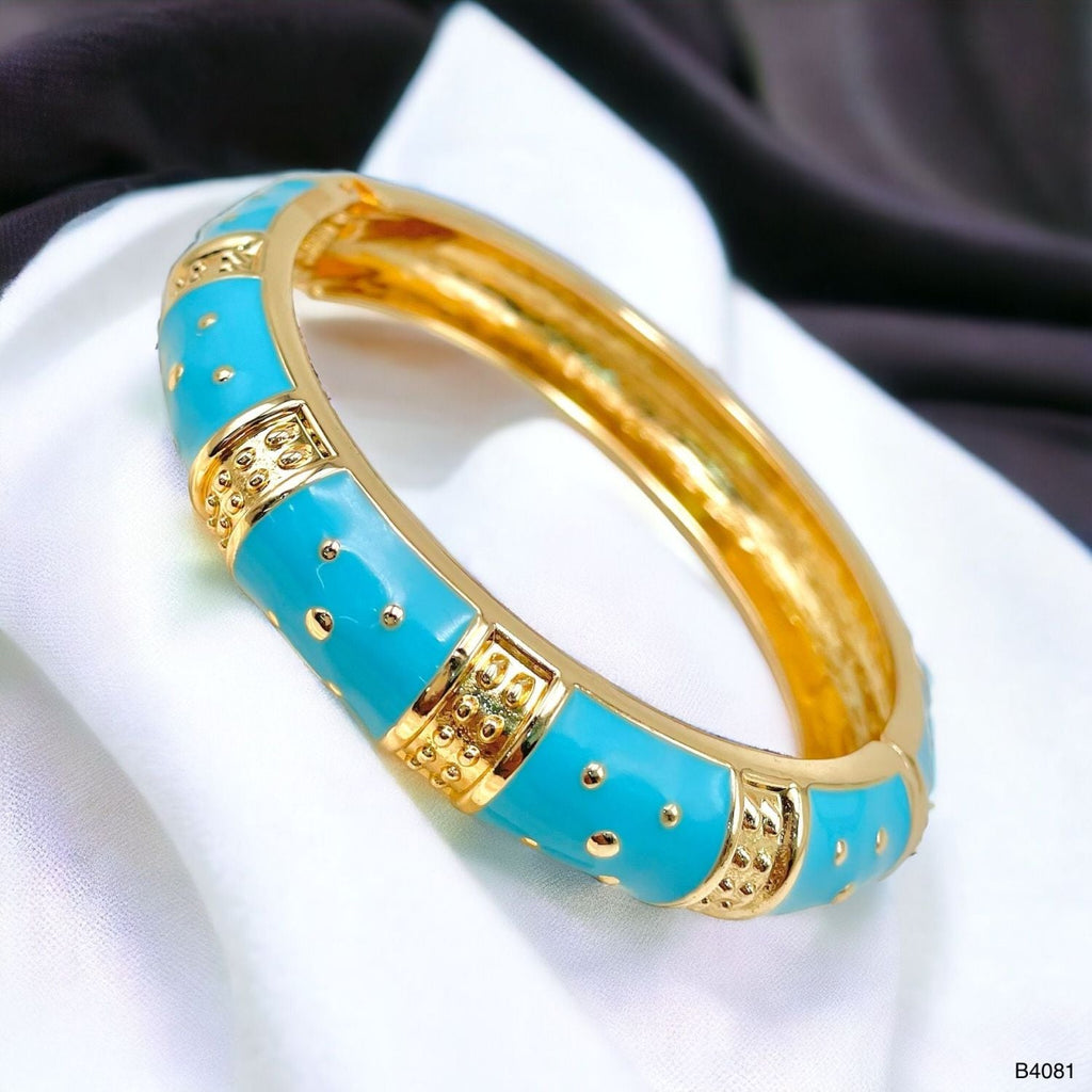 Traditional Enamel Pink 18K Gold Anti Tarnish Openable Kada Women Bulk
