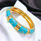 Traditional Enamel Pink 18K Gold Anti Tarnish Openable Kada Women Bulk