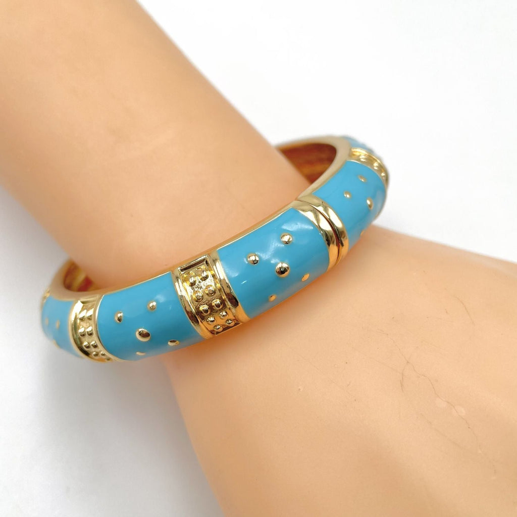 Traditional Enamel Pink 18K Gold Anti Tarnish Openable Kada Women Bulk