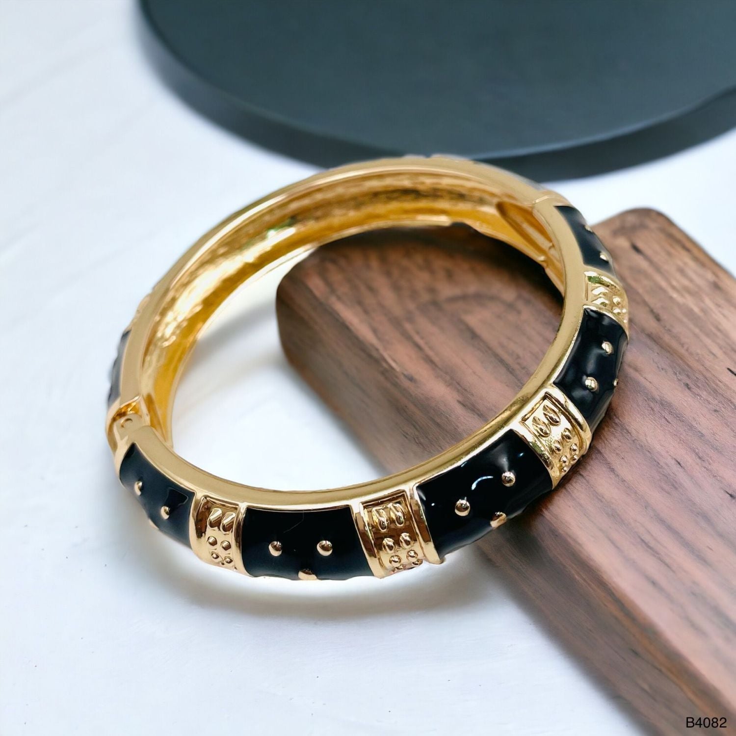 Traditional Enamel Pink 18K Gold Anti Tarnish Openable Kada Women Bulk