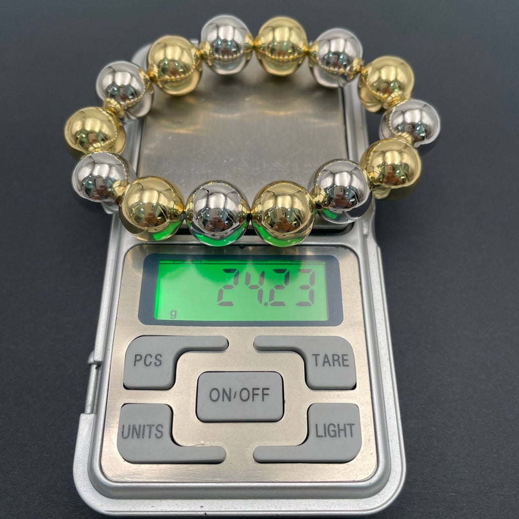 Two Tone Gold Silver Anti Tarnish Ball Stackable Bracelet Bulk