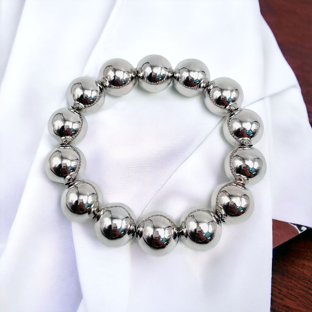 Two Tone Gold Silver Anti Tarnish Ball Stackable Bracelet Bulk