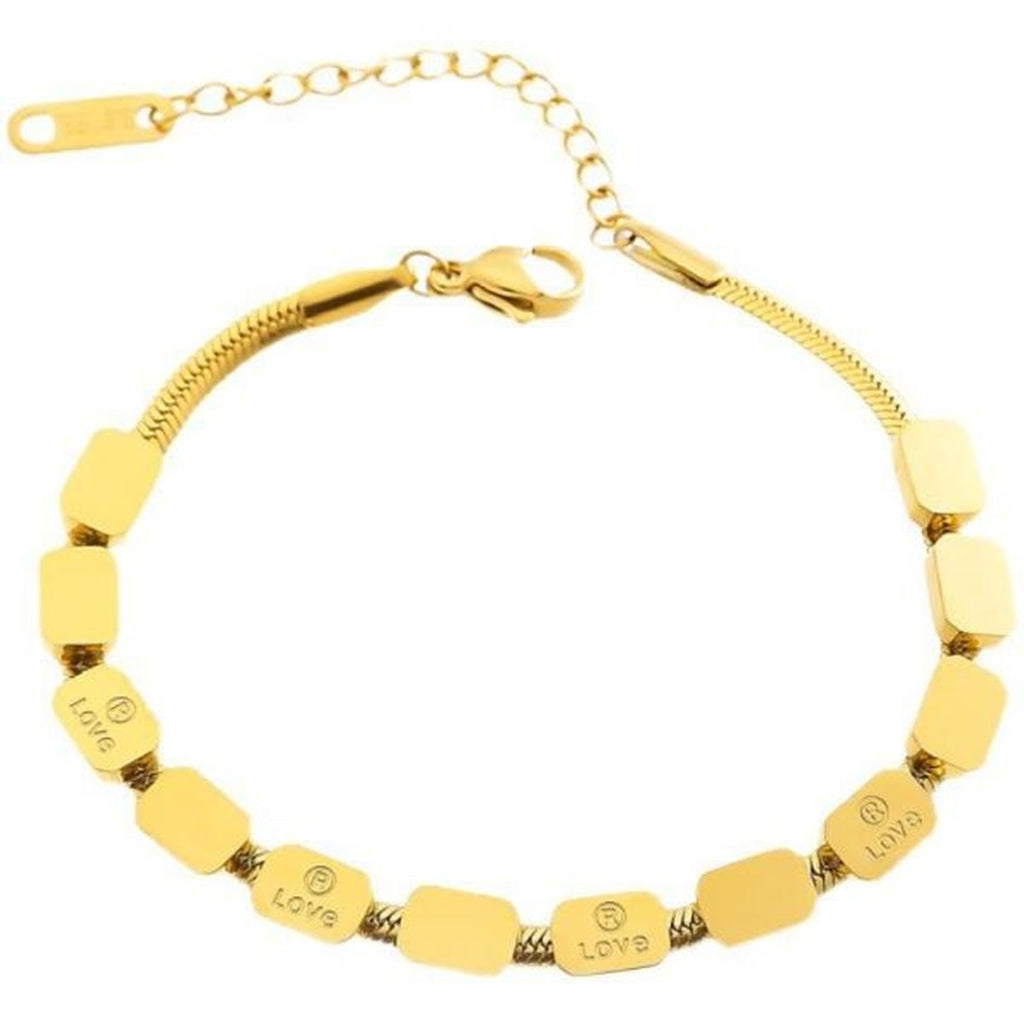 Love 18K Gold Stainless Steel Anti Tarnish Snake Chain Bracelet Bulk