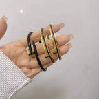 Nail Enamel Black 18K Gold Anti Tarnish Openable Kada Bracelet Bulk