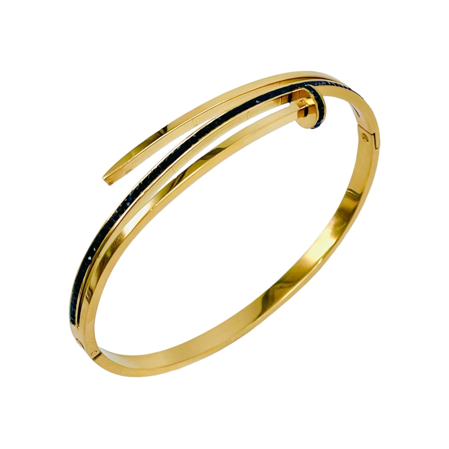 Nail Enamel Black 18K Gold Anti Tarnish Openable Kada Bracelet Bulk