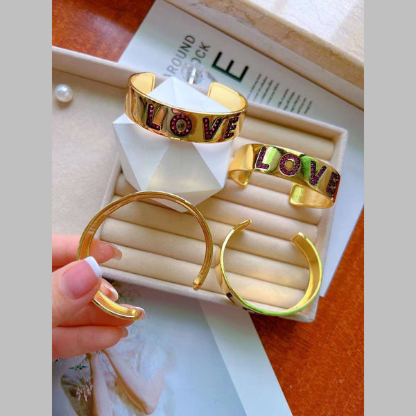 Love Red Zircons 18K Gold Anti Tarnish Bracelet Cuff For Women Bulk Main image