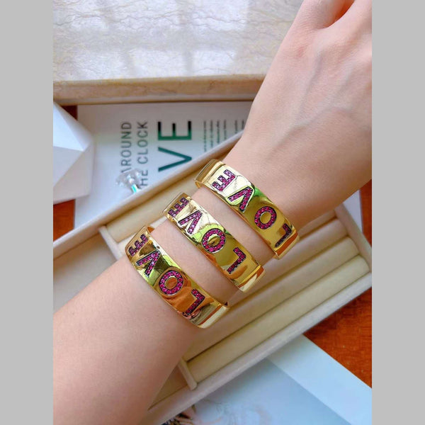 Love Red Zircons 18K Gold Anti Tarnish Bracelet Cuff For Women Bulk Secondary image