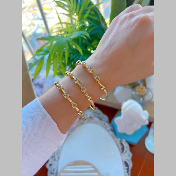 Round Princess Rope CZ 18K Gold Anti Tarnish Bracelet Cuff Bulk Main image