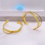 Dented Cross Over 18K Gold Anti Tarnish Bracelet Cuff For Women Bulk