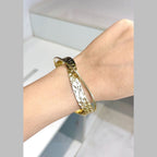 Dented Cross Over 18K Gold Anti Tarnish Bracelet Cuff For Women Bulk