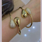 Pear Drop CZ 18K Gold Anti Tarnish Openable Kada Bracelet Bulk