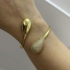Pear Drop CZ 18K Gold Anti Tarnish Openable Kada Bracelet Bulk