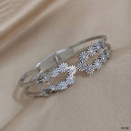 Daisy Flower CZ Silver Anti Tarnish Openable Kada Bracelet Bulk