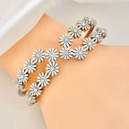Daisy Flower CZ Silver Anti Tarnish Openable Kada Bracelet Bulk