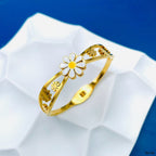 Daisy Flower White Gold Anti Tarnish Openable Kada Bracelet Bulk