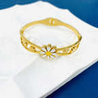 Daisy Flower White Gold Anti Tarnish Openable Kada Bracelet Bulk