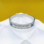 Daisy Flower Evil Eye Enamel Blue Silver Anti Tarnish Openable Kada Bracelet For Women