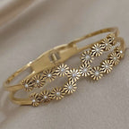 Daisy Flower CZ Silver Anti Tarnish Openable Kada Bracelet Bulk